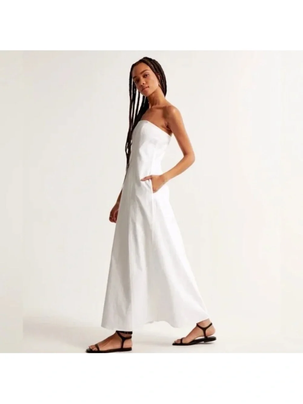 Abercrombie Strapless Skimming Linen-Blend Maxi Dress